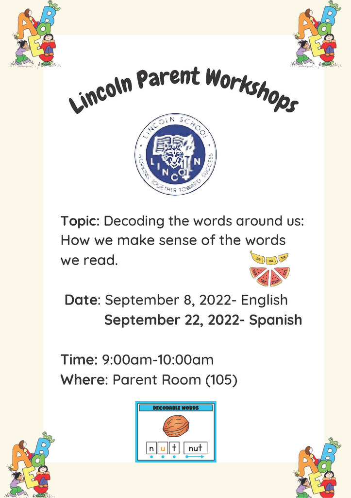 Parent workshop flyer