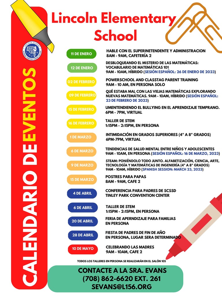 Calendar of events (Spanish)